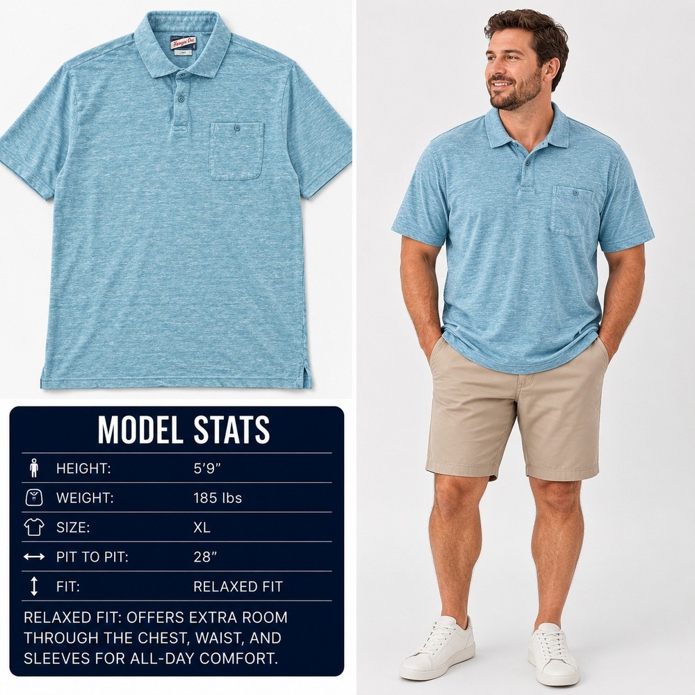 Johnnie-O Hangin Out Mens XL Blue Linen‎ Cotton Relaxed Fit Polo Shirt 961